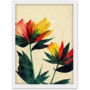 Doppelganger33 LTD Simple Abstract Floral Painting Red Yellow Green Artwork Framed A3 Wall Art Print Doppelganger33 LTD Simple Abstract Floral Painting Red Yellow Green Artwork Framed A3 Wall Art Print