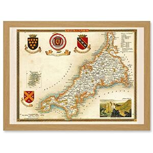 Artery8 - Map Antique Moule 1850 Cornwall - Wall Art Artery8 - Map Antique Moule 1850 Cornwall - Wall Art