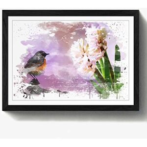 Arty Pie Framed Print Black A2 (24.5x18 Inch) Hyacinth Throttle Bird Pink Flower V3, Wood, Multi-Colour, 60 x 42 x 2 cm Arty Pie Framed Print Black A2 (24.5x18 Inch) Hyacinth Throttle Bird Pink Flower V3, Wood, Multi-Colour, 60 x 42 x 2 cm