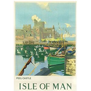 Wee Blue Coo Travel Ad Isle Man Peel Castle British Harbour Gull Wall Art Print Wee Blue Coo Travel Ad Isle Man Peel Castle British Harbour Gull Wall Art Print