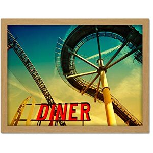 Wee Blue Coo Fairground Diner Roller Coaster Artwork Framed Wall Art Print 18X24 Inch Wee Blue Coo Fairground Diner Roller Coaster Artwork Framed Wall Art Print 18X24 Inch