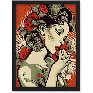 Artery8 Femme Fatale Roses Pin Up Rockabilly Americana 50s Artwork Framed Wall Art Print A4 Artery8 Femme Fatale Roses Pin Up Rockabilly Americana 50s Artwork Framed Wall Art Print A4