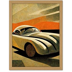 Doppelganger33 LTD Art Deco Vintage Sports Car Sunset Illustration Artwork Framed Wall Art Print 18X24 Inch Doppelganger33 LTD Art Deco Vintage Sports Car Sunset Illustration Artwork Framed Wall Art Print 18X24 Inch