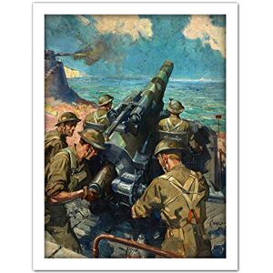Fine Art Prints Cuneo War WWII UK Coastal Battery Scene Painting Artwork Framed Wall Art Print 18X24 Inch Fine Art Prints Cuneo War WWII UK Coastal Battery Scene Painting Artwork Framed Wall Art Print 18X24 Inch