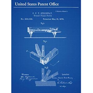 Artery8 Steinway Grand Piano-Forte 1878 Side Vintage Music Patent Large Wall Art Poster Print Thick Paper 18X24 Inch Artery8 Steinway Grand Piano-Forte 1878 Side Vintage Music Patent Large Wall Art Poster Print Thick Paper 18X24 Inch