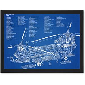 Artery8 Chinook Helicopter CH-47D Military Transport Blueprint Plan Artwork Framed Wall Art Print A4 Artery8 Chinook Helicopter CH-47D Military Transport Blueprint Plan Artwork Framed Wall Art Print A4