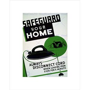 Wee Blue Coo SAFETY HOME FIRE USA IRON VINTAGE ADVERT RETRO BLACK FRAMED ART PRINT B12X1224 Wee Blue Coo SAFETY HOME FIRE USA IRON VINTAGE ADVERT RETRO BLACK FRAMED ART PRINT B12X1224