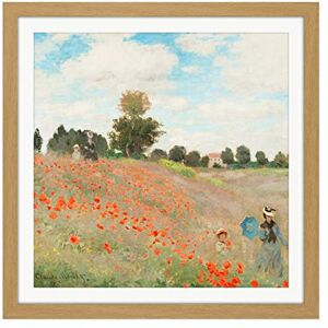 Fine Art Prints Claude Monet Poppy Field With People Square Wooden Framed Wall Art Print Picture 16X16 Inch Fine Art Prints Claude Monet Poppy Field With People Square Wooden Framed Wall Art Print Picture 16X16 Inch