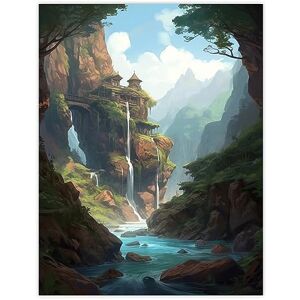 Artery8 Fortress on a Waterfall Cliff Concept Art Painting Fantasy Kingdom Entrance in Enchanted Forest Large Wall Art Poster Print Thick Paper 18X24 Inch Artery8 Fortress on a Waterfall Cliff Concept Art Painting Fantasy Kingdom Entrance in Enchanted Forest Large Wall Art Poster Print Thick Paper 18X24 Inch
