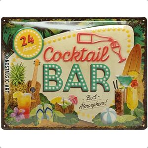 Nostalgic-Art Retro Tin Sign – Open Bar – Cocktail Bar – Gift idea for decoration, Metal Plaque, Vintage design for wall decoration, 30 x 40 cm Nostalgic-Art Retro Tin Sign – Open Bar – Cocktail Bar – Gift idea for decoration, Metal Plaque, Vintage design for wall decoration, 30 x 40 cm