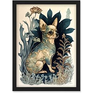 Artery8 - Chihuahua Floral Portrait - A4 - Wall Art Print Artery8 - Chihuahua Floral Portrait - A4 - Wall Art Print