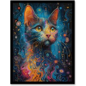 Artery8 Cat Lover Colourful Abstract Psychedelic Painting For Living Room Artwork Framed Wall Art Print 18X24 Inch Artery8 Cat Lover Colourful Abstract Psychedelic Painting For Living Room Artwork Framed Wall Art Print 18X24 Inch