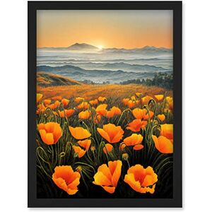 Doppelganger33 LTD Shoreline California Poppies At Sunrise Painting Artwork Framed Wall Art Print A4 Doppelganger33 LTD Shoreline California Poppies At Sunrise Painting Artwork Framed Wall Art Print A4
