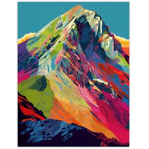 Wee Blue Coo Neon Colour Mountain Summit Psychedelic Artwork Vibrant Abstract Alpine Landscape Extra Large XL Wall Art Poster Print Wee Blue Coo Neon Colour Mountain Summit Psychedelic Artwork Vibrant Abstract Alpine Landscape Extra Large XL Wall Art Poster Print