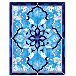 Artery8 Islamic Vegetal Pattern Blue and White Stained Glass Inspired Geometric Floral Design Extra Large XL Wall Art Poster Print Artery8 Islamic Vegetal Pattern Blue and White Stained Glass Inspired Geometric Floral Design Extra Large XL Wall Art Poster Print
