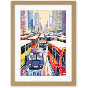 Artery8 The Bus Lane by Adrienne Finch Busy Cityscape Traffic Artwork London New York LA Artwork Framed Wall Art Print 18X24 Inch Artery8 The Bus Lane by Adrienne Finch Busy Cityscape Traffic Artwork London New York LA Artwork Framed Wall Art Print 18X24 Inch
