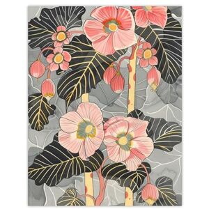 Artery8 Blooming Pink Begonia Flowers Stylised Floral Living Room Extra Large XL Wall Art Poster Print Artery8 Blooming Pink Begonia Flowers Stylised Floral Living Room Extra Large XL Wall Art Poster Print