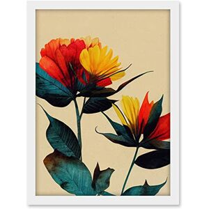 Wee Blue Coo Botanical Bold Flowering Yellow Red Teal Artwork Framed A3 Wall Art Print Wee Blue Coo Botanical Bold Flowering Yellow Red Teal Artwork Framed A3 Wall Art Print