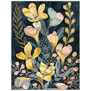 Artery8 Ochre Freesia Flowers Painting Dark Wildflowers Living Room Large Wall Art Poster Print Thick Paper 18X24 Inch Artery8 Ochre Freesia Flowers Painting Dark Wildflowers Living Room Large Wall Art Poster Print Thick Paper 18X24 Inch