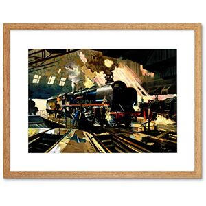 Wee Blue Coo Painting Steam Train Repair Yard Engineer UK Framed Wall Art Print Wee Blue Coo Painting Steam Train Repair Yard Engineer UK Framed Wall Art Print