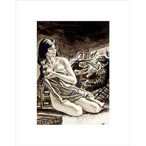 Wee Blue Coo Drawing 1967 Bar Brawl Semi Naked Girl Wall Art Print Wee Blue Coo Drawing 1967 Bar Brawl Semi Naked Girl Wall Art Print