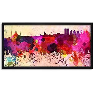 Wee Blue Coo Istanbul Skyline Turkey Paint Splash Cityscape Long Panel Framed Wall Art Print Wee Blue Coo Istanbul Skyline Turkey Paint Splash Cityscape Long Panel Framed Wall Art Print