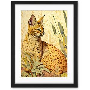 Artery8 Serval Cat in Nature Detailed Watercolour and Ink Bright Illustration Artwork Framed Wall Art Print 18X24 Inch Artery8 Serval Cat in Nature Detailed Watercolour and Ink Bright Illustration Artwork Framed Wall Art Print 18X24 Inch