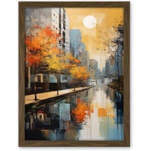 Artery8 Cityscape River Canal Oil Painting Blue Orange Trees Autumn in the City Artwork Framed Wall Art Print 18X24 Inch Artery8 Cityscape River Canal Oil Painting Blue Orange Trees Autumn in the City Artwork Framed Wall Art Print 18X24 Inch