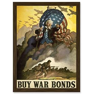 Artery8 Advert Military WWII War USA Uncle Sam Buy Bond Stars Stripes Flag Artwork Framed Wall Art Print A4 Artery8 Advert Military WWII War USA Uncle Sam Buy Bond Stars Stripes Flag Artwork Framed Wall Art Print A4
