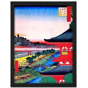 Wee Blue Coo Hiroshige Japanese View Pagoda Red Artwork Framed Wall Art Print 18X24 Inch Wee Blue Coo Hiroshige Japanese View Pagoda Red Artwork Framed Wall Art Print 18X24 Inch