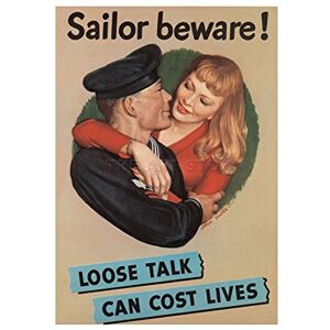 Wee Blue Coo War WWII Loose Talk Costs Lives Sailor Beware Picture Wall Art Print Wee Blue Coo War WWII Loose Talk Costs Lives Sailor Beware Picture Wall Art Print