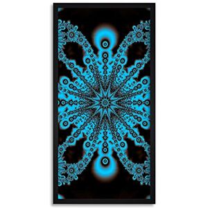 Wee Blue Coo Fractal Symmetry Pattern Graphic Blue Long Panel Framed Wall Art Print Wee Blue Coo Fractal Symmetry Pattern Graphic Blue Long Panel Framed Wall Art Print