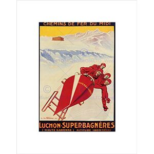Wee Blue Coo SPORT AD ALPINE RESORT SUPERBAGNERES BOBSLED SNOW WINTER FRAMED PRINT B12X6312 Wee Blue Coo SPORT AD ALPINE RESORT SUPERBAGNERES BOBSLED SNOW WINTER FRAMED PRINT B12X6312