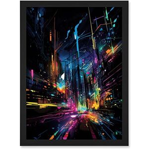 Artery8 New York City at Night Modern Abstract Neon Contrast Painting Artwork Framed A3 Wall Art Print Artery8 New York City at Night Modern Abstract Neon Contrast Painting Artwork Framed A3 Wall Art Print
