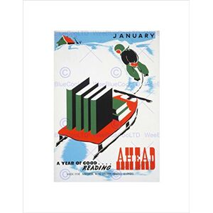 Wee Blue Coo Illinois Library Reading Book Snow Sledge Vintage Advert Wall Art Print Wee Blue Coo Illinois Library Reading Book Snow Sledge Vintage Advert Wall Art Print