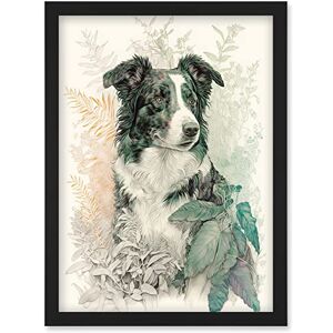Artery8 Border Collie Dog in Field Modern Colour Pencil Portrait Illustration Artwork Framed Wall Art Print A4 Artery8 Border Collie Dog in Field Modern Colour Pencil Portrait Illustration Artwork Framed Wall Art Print A4