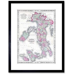 Wee Blue Coo Map 1864 Johnson Italy Vintage Framed Wall Art Print Wee Blue Coo Map 1864 Johnson Italy Vintage Framed Wall Art Print