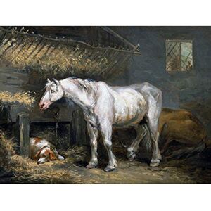 Fine Art Prints Wandbild, Motiv: Morland Old Horses with Dog Stall Animals Painting Large Print Poster Wall Art Decor Picture Fine Art Prints Wandbild, Motiv: Morland Old Horses with Dog Stall Animals Painting Large Print Poster Wall Art Decor Picture