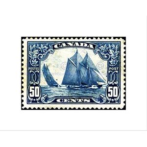Wee Blue Coo STAMP CANADA 50 CENTS SAILING SHIP DESIGN BLUE BOAT FRAMED PRINT B12X12285 Wee Blue Coo STAMP CANADA 50 CENTS SAILING SHIP DESIGN BLUE BOAT FRAMED PRINT B12X12285