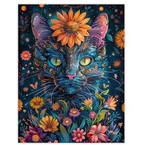 Artery8 Mystic Cat in Flowers Hippy Night Abstract Animal For Living Room Extra Large XL Wall Art Poster Print Artery8 Mystic Cat in Flowers Hippy Night Abstract Animal For Living Room Extra Large XL Wall Art Poster Print