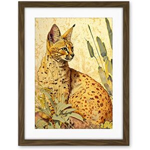 Artery8 Serval Cat in Nature Detailed Watercolour and Ink Bright Illustration Artwork Framed Wall Art Print 18X24 Inch Artery8 Serval Cat in Nature Detailed Watercolour and Ink Bright Illustration Artwork Framed Wall Art Print 18X24 Inch
