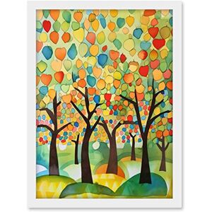 Artery8 Apple Tree Orchard Abstract Folk Art Landscape Watercolour Painting Artwork Framed A3 Wall Art Print Artery8 Apple Tree Orchard Abstract Folk Art Landscape Watercolour Painting Artwork Framed A3 Wall Art Print