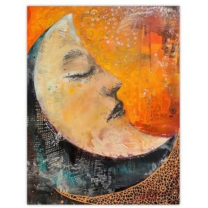 Artery8 Sleeping Crescent Moon Abstract Oil Painting Living Room Extra Large XL Wall Art Poster Print Artery8 Sleeping Crescent Moon Abstract Oil Painting Living Room Extra Large XL Wall Art Poster Print