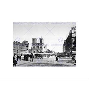 Wee Blue Coo NOTRE DAME AND ST MICHAEL BRIDGE PARIS FRANCE 1890 1900 BW FRAMED PRINT B12X459 Wee Blue Coo NOTRE DAME AND ST MICHAEL BRIDGE PARIS FRANCE 1890 1900 BW FRAMED PRINT B12X459