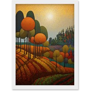 Artery8 Autumn Fields Pointillism Painting Amber Orange Green Countryside Landscape Artwork Framed Wall Art Print A4 Artery8 Autumn Fields Pointillism Painting Amber Orange Green Countryside Landscape Artwork Framed Wall Art Print A4