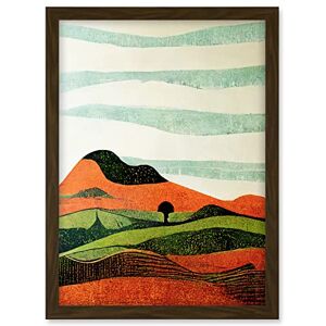Doppelganger33 LTD Abstract Eclectic Tangerine And Olive Nature Landscape Linocut Illustration Artwork Framed A3 Wall Art Print Doppelganger33 LTD Abstract Eclectic Tangerine And Olive Nature Landscape Linocut Illustration Artwork Framed A3 Wall Art Print