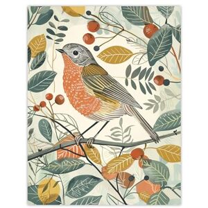 Artery8 Robin Bird Garden Shrub Leaves Bright Painting Living Room Large Wall Art Poster Print Thick Paper 18X24 Inch Artery8 Robin Bird Garden Shrub Leaves Bright Painting Living Room Large Wall Art Poster Print Thick Paper 18X24 Inch