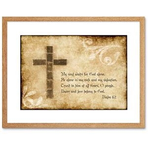 Wee Blue Coo Quote Psalm 62 My Soul Waits Cross Christian Religion Framed Wall Art Print Wee Blue Coo Quote Psalm 62 My Soul Waits Cross Christian Religion Framed Wall Art Print
