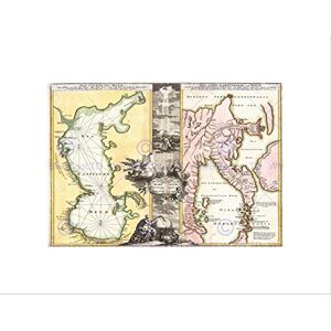 Wee Blue Coo MAP ANTIQUE HOMANN CASPIAN SEA KAMCHATKAS BLACK FRAMED ART PRINT B12X7054 Wee Blue Coo MAP ANTIQUE HOMANN CASPIAN SEA KAMCHATKAS BLACK FRAMED ART PRINT B12X7054