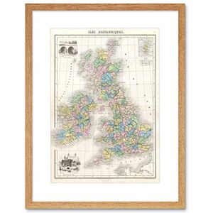 Wee Blue Coo Map 1878 Migeon British Isles England Ireland Scotland Framed Wall Art Print Wee Blue Coo Map 1878 Migeon British Isles England Ireland Scotland Framed Wall Art Print